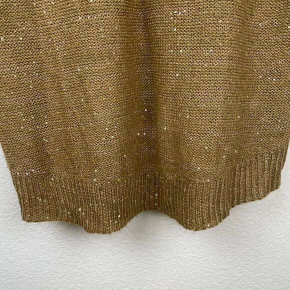 A.N.A. Womens Sweater Sz L Sequin Fairy Grunge Whimsigoth Boho Gold Metallic - Picture 3 of 10